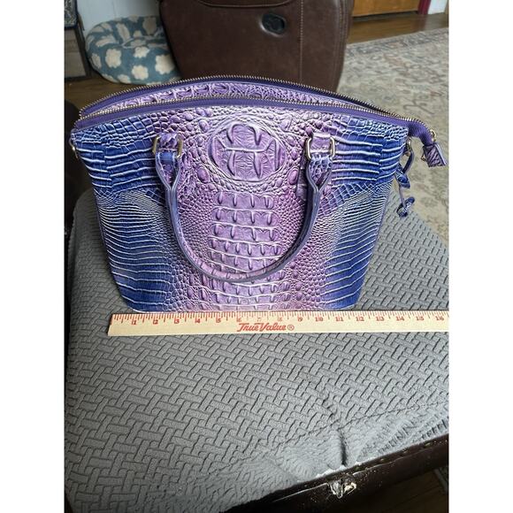 Purple And Blue Faux Leather Handbag With Handles And Zip Closure Lavender Purse - Picture 4 of 9